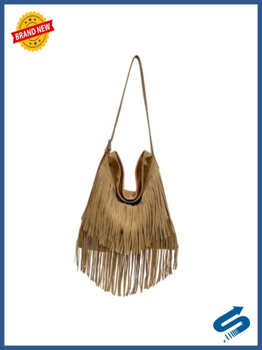 Faux Suede Fringe Hobo Crossbody Bag Tassel Shoulder Handbag